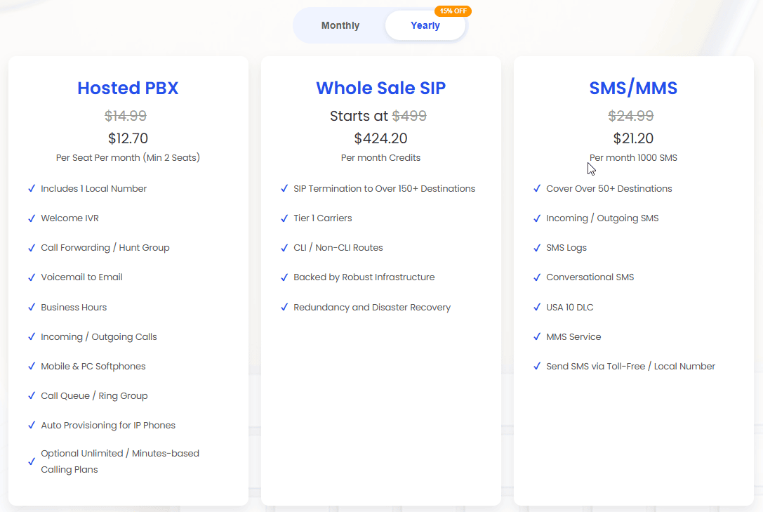 aancall hosted pbx prices